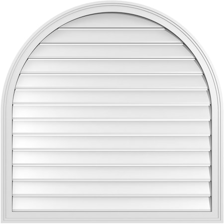 Ekena Millwork Round Top Surface Mount PVC Gable Vent: Functional, w/ 2"W x 1-1/2"P Brickmould Frame, 40"W x 40"H GVPRT40X4002SF